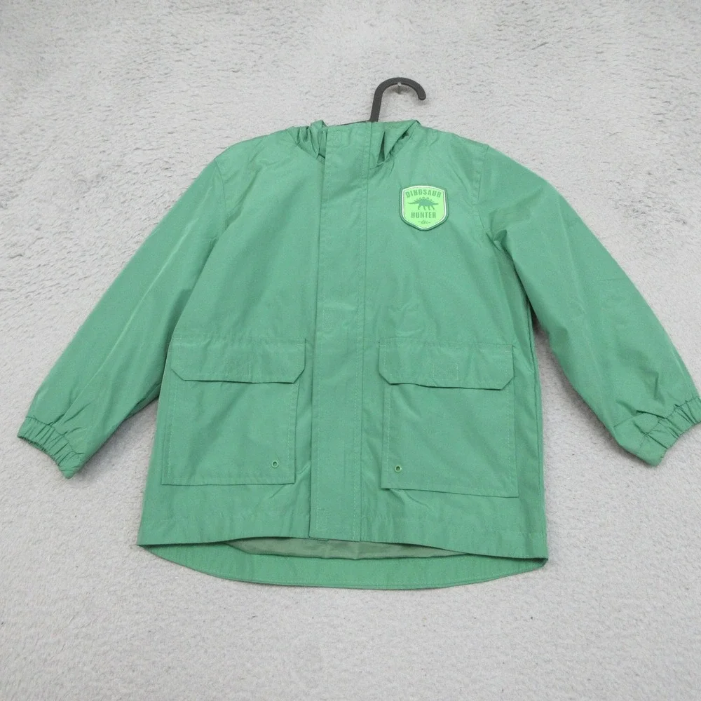 Carters Dinosaur Rain Jacket Kids 4 Green Hooded Dino Hunter Outdoor Kidswear